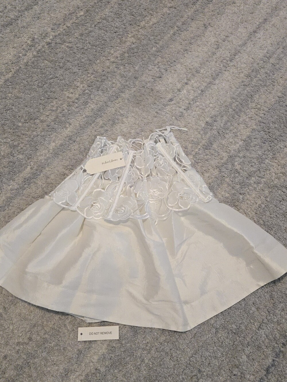 For Love & Lemons White "Blushing Blooms" Corset Satin Mini Skirt Skort - Size S